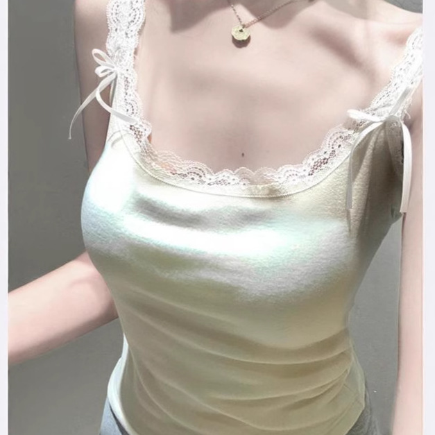 ins纯欲夏季新款性感低胸露锁骨打底蕾丝吊带无袖背心女上衣批发
