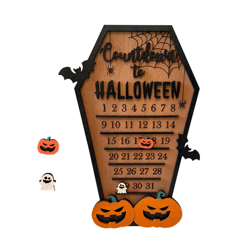 2023クロスボーダー独立駅木製ハロウィーン装飾置物ハロウィーンカウントダウンカボチャコウモリ木製装飾|undefined