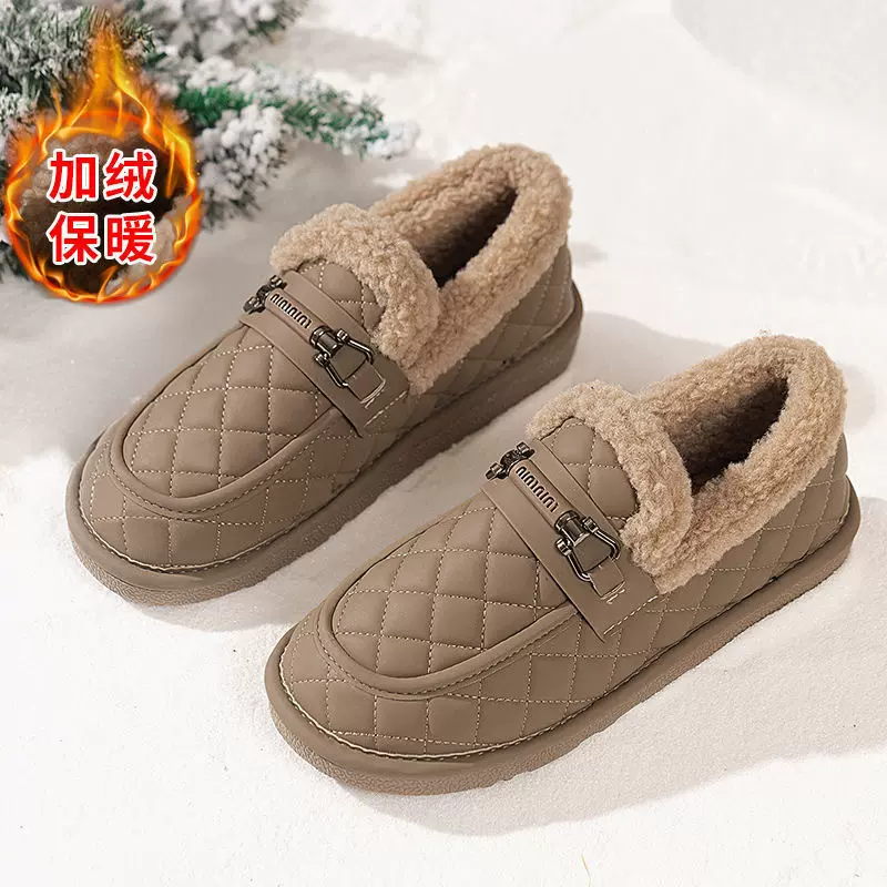 2025上新百搭女鞋复古一脚蹬软底保暖豆豆鞋一件代发棉鞋毛毛鞋