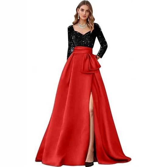 Luxurious and Unique Multi-Colored Long-Sleeve Lace Evening Gown for Foreign Trade, Suitable for Art Exams, Graduation, Host Events, Banquets, and Socialites