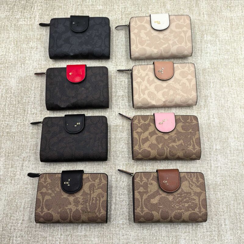 Women's Wallet with Monogram Pattern, Short Style, Zippered, Bifold, Card Holder, Coin Purse, Clutch, Id Holder Cw786