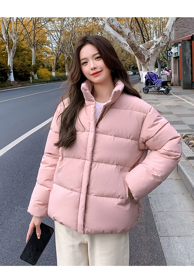 Women's Down Coat Winter Cotton Jacket Standing Collar Loose Fit_voghion.com