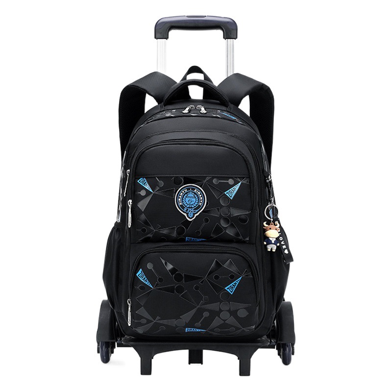 Mochila escolar con ruedas estampada, mochila de gran capacidad con peces naturales, mochila de moda para estudiantes de secundaria para niños, venta al por mayor transfronteriza