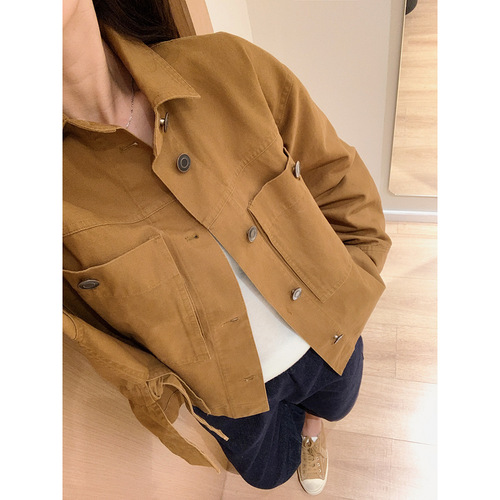 KM215max Top 4K+! White-tinted drawstring short work jacket winter casual denim coat