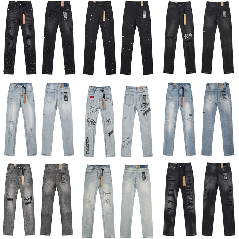 Cross-Border Fashion New Style Ksubi Versatile Printed High-Quality Washed Retro Street Hip-Hop Jeans Long Pants