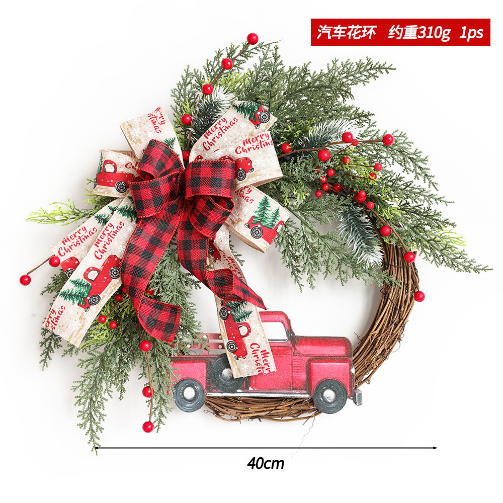 Transfronterizo camión rojo guirnalda de Navidad decoración puerta colgante Amazon simulación guirnalda hogar Decoración guirnalda