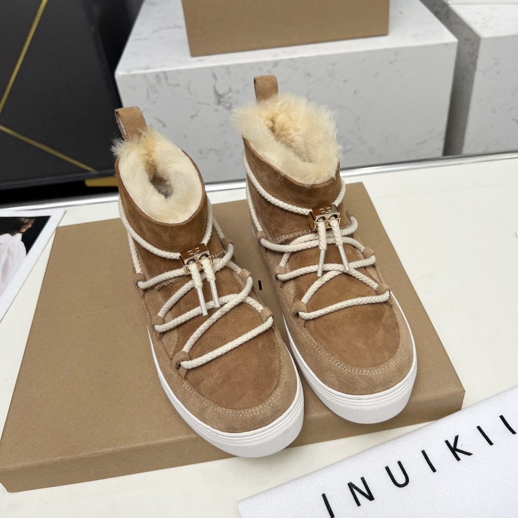 Gao Ding 2024 겨울 새로운 INUIKII 스노우 부츠 여성용 두꺼운 밑창 모피 원피스 미끄럼 방지 따뜻한 스키 부츠