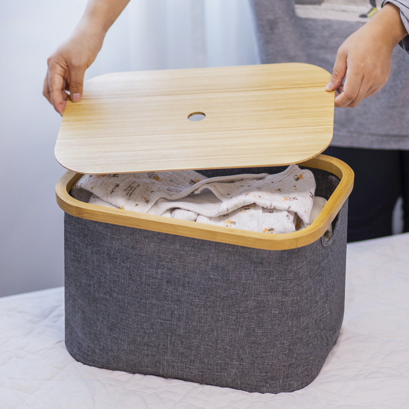 Caja de almacenamiento bolsa de almacenamiento de ropa armario del hogar de gran capacidad de ropa de gran tamaño en movimiento cesta de almacenamiento de bambú caja de organización