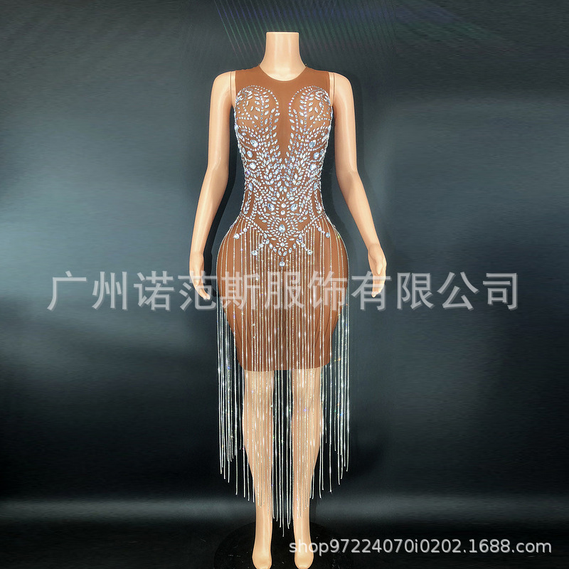 Novance2024 Women's Dress Evening Dress Formal Party Shiny Tassel Diamond Dress Prom Dress Novance2024 Women's Dress Evening Dress Formal Party Shiny Tassel Diamond Dress Prom Dress