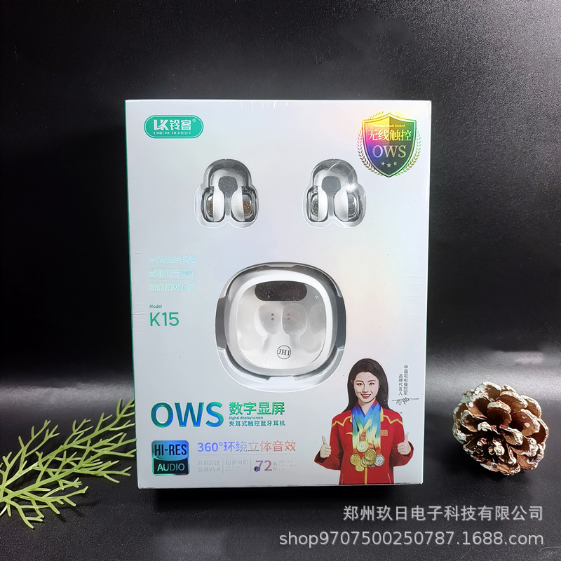 Los auriculares Bluetooth de la pinza auricular de lingke no pueden mostrar el número de auriculares. la cápsula espacial transparente de conducción auricular tiene un bajo pesado en Stock.