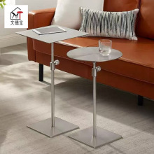 不锈钢升降边几小圆桌高脚茶几沙发可移动轻奢边桌咖啡简约洽谈桌