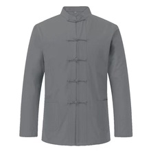 新中式中国风男装棉麻长袖衬衫男士宽松复古中式盘扣衬衣男练功服