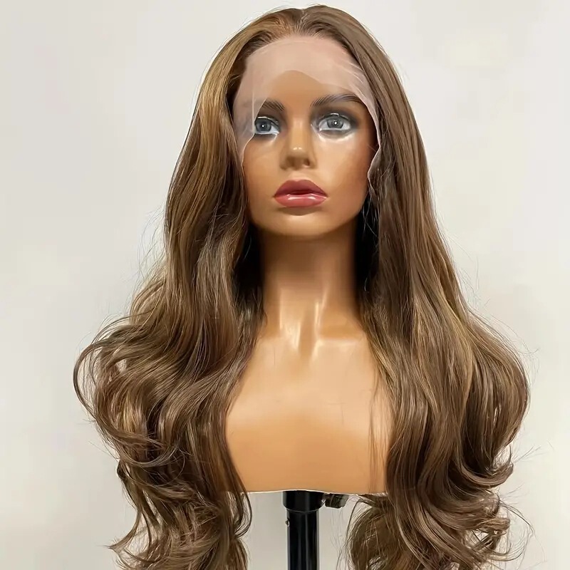 European and American Style Wigs, Golden Lace Front Realistic Long Curly Hair Wig for Women, Large Wavy Fluffy Full Wig European and American Style Wigs, Golden Lace Front Realistic Long Curly Hair Wig for Women, Large Wavy Fluffy Full Wig