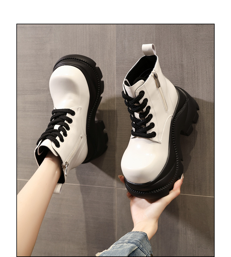 Boot nữ cổ cao đế dày platform 9cm, phong cách martin — màu đen chi tiết 12