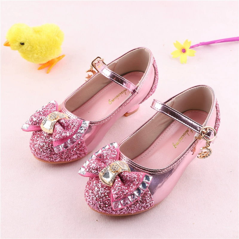 Детская хрустальная многоцветная обувь для девочек на высоком каблуке