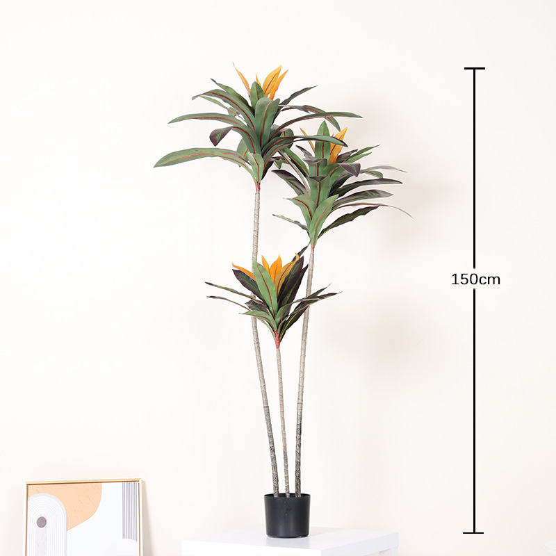 Simulación de plantas verdes Sensación avanzada Simulación de borde rojo Hierro Árbol falso Planta en maceta Sala de estar Interior Decoración Decoración Paisaje de plantas biónicas