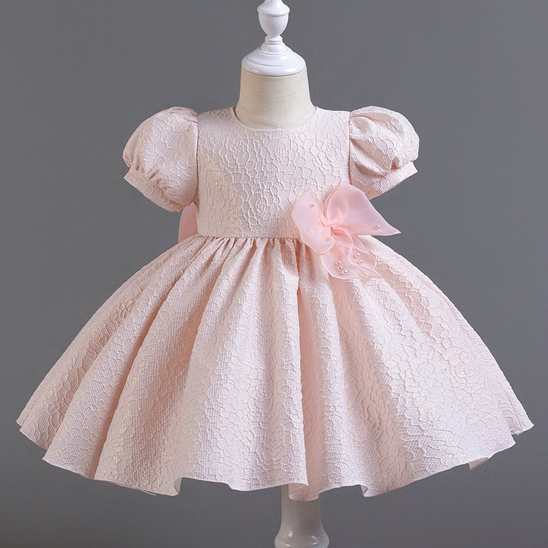 Baby girl first birthday dress high-end bubble sleeve ballgown princess dress children's party piano performance dress