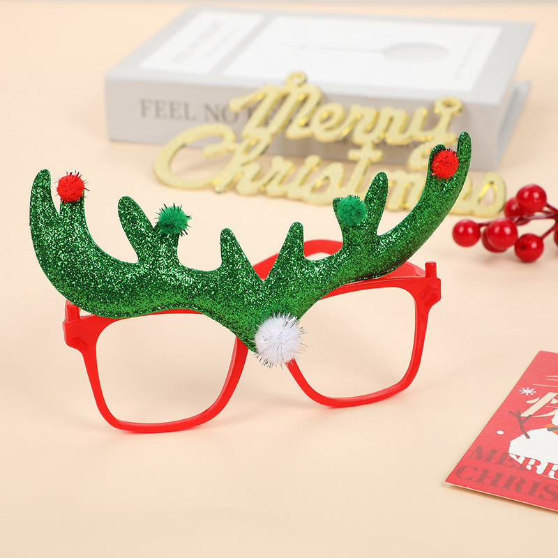 クリスマスクリエイティブ鹿の角メガネフレーム クリスマスパーティー装飾 クリスマス小道具 ホリデー用品 パーティーメガネフレーム|undefined