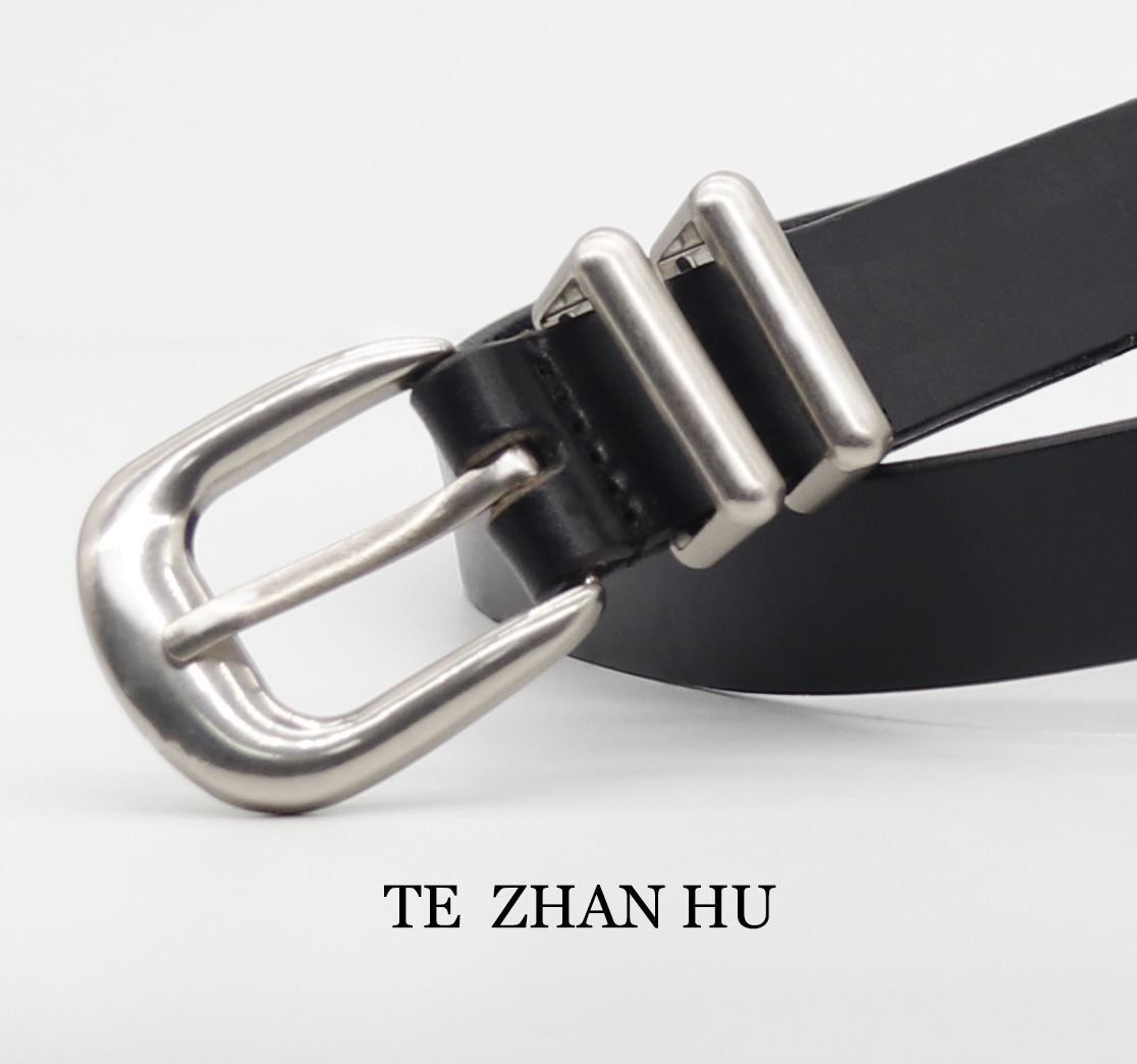 Men's belt made from top-layer pure cowhide with simple silver buckle, premium genuine leather belt, fashionable and stylish unisex waist belt.
