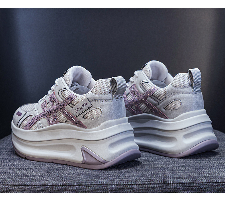 Giày sneaker nữ đế dày tăng chiều cao phong cách dad shoes mới thu 2026 — M2931 màu đen, M2931 màu nâu, M2931 màu xám chi tiết 30