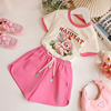 Summer set, cartoon trousers, suitable for teen, western style, with short sleeve, children's clothing