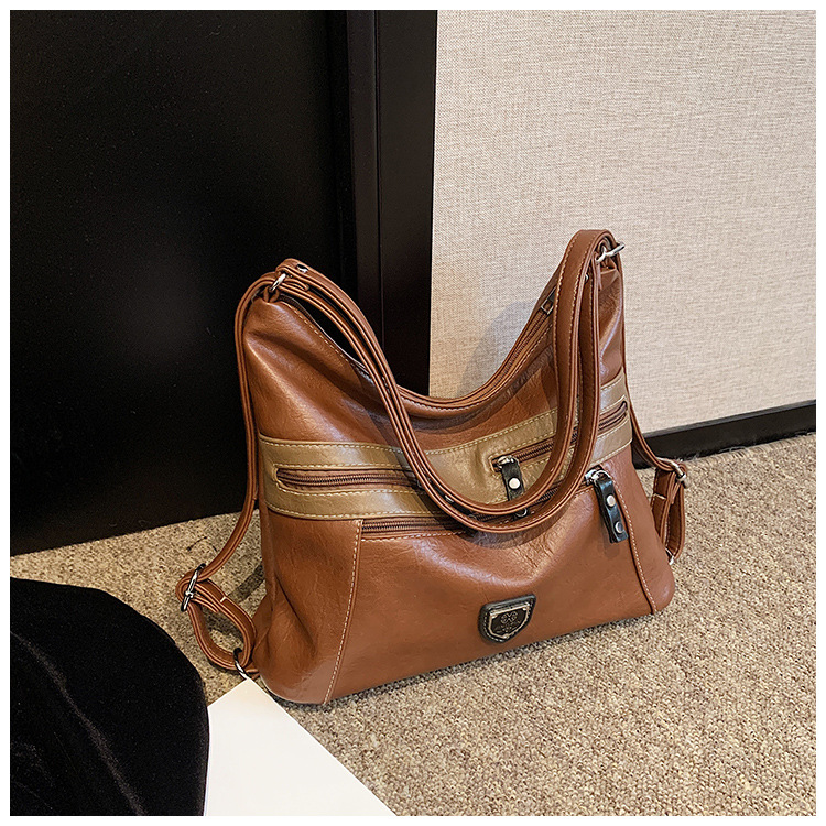 Femeii geantă de mână de umăr dublu Crossbody geantă de mână de mare capacitate geantă de mână retro cu un umăr la subraț_voghion.com