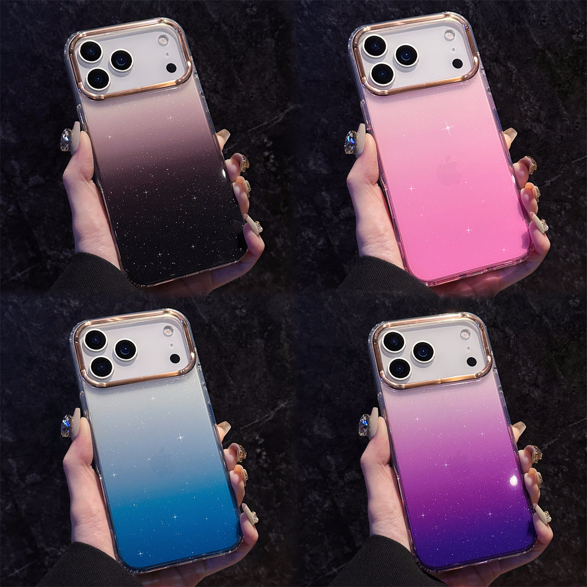 Apple 17 Air Gradient Glitter Single Collection Suitable for Iphone16 Mobile Phone Case 15 Hard 14Promax All-Inclusive Transparent