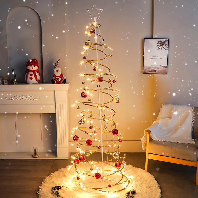 Árbol de Navidad 2025 nuevo estilo doméstico interior viento plegable retráctil decoración navideña luz LED tienda decoración de escena