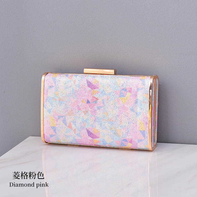 Cruz-frontera Arco Iris bolsa de noche de la mujer creativa bolsa de banquete hueco colorido pequeño bolso cuadrado transfronterizo de comercio electrónico Venta caliente Bolso de las mujeres