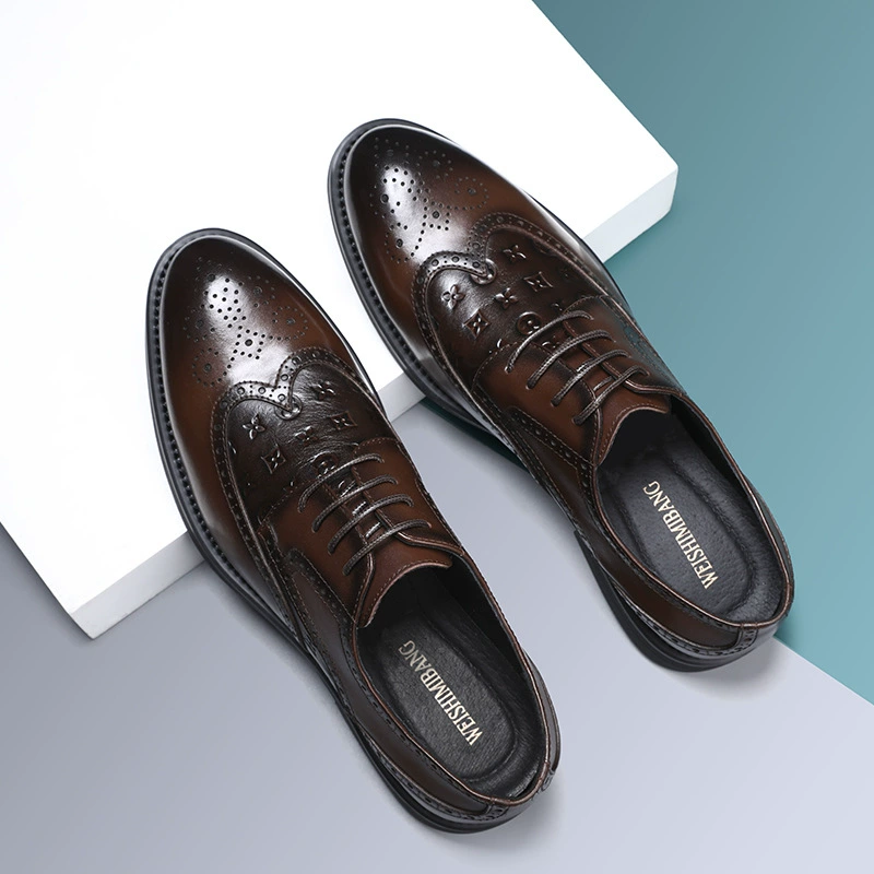 В наличии 2023 новая деловая кожаная обувь, мужская броги с резным верхним слоем, кожаная мужская обувь, свадебная обувь, мужская повседневная кожаная обувь
