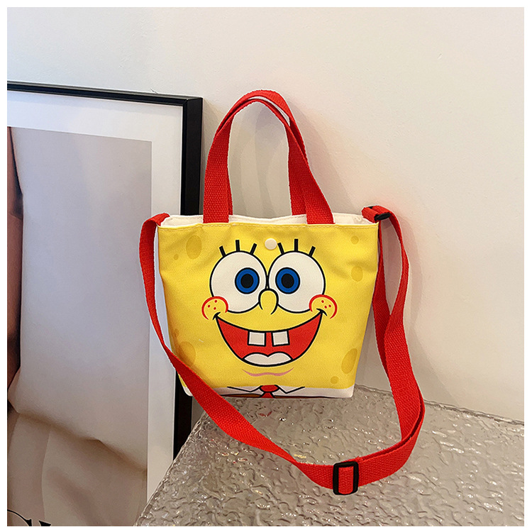 2023 Trendy and fashionable children's canvas cartoon printed crossbody bag, Korean version cute single-shoulder hand-held girls' coin purse undefined