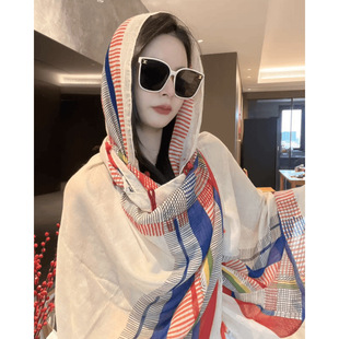 Summer Thin Summer Women's Multi-Functional Xinjiang Seaside Travel Daily Air-Conditioned Room Silk Scarf Shawl