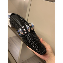 2025年夏季新款法式复古镂空渔网透气休闲单鞋女平底包头拖鞋女鞋