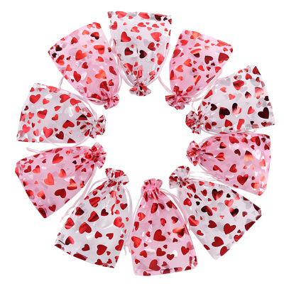 Amazon Selling love Gift Bags Gilding organza Valentine's Day Candy bags Jewelry jewelry packing Bundle pocket