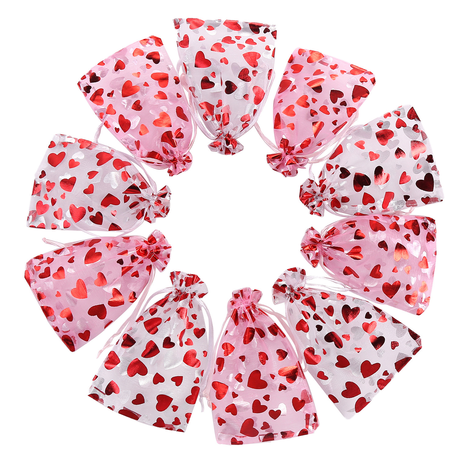 Amazon Selling love Gift Bags Gilding organza Valentine's Day Candy bags Jewelry jewelry packing Bundle pocket