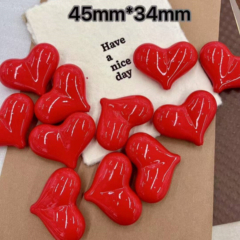 The Same Style of Red Acrylic Perforated Heart-Shaped Beaded Phone Chain Bag Keychain DIY Material