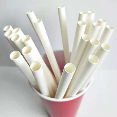 Desechable engrosada bolsa de papel de 4 capas de gran diámetro en Punta boca papel paja tubo recto bebida leche té paja 12MM