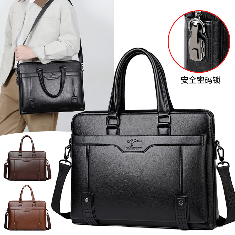 New Men's Handbag, Briefcase, High-End Business Computer Bag, Password Lock, Shoulder Crossbody Bag, Large Capacity Men's Bag