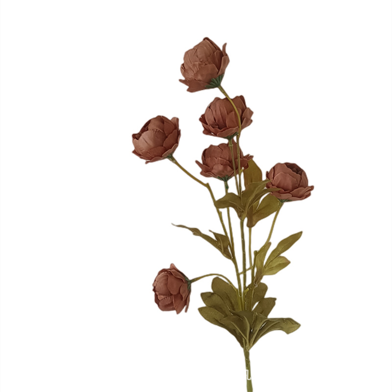Flor Artificial 6-cabeza exquisita peonía artificial peonía flor boda Home Hotel accesorios de tiro Flor de seda flor artificial al por mayor