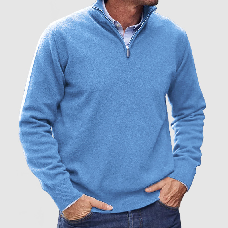 Herrenbekleidung: Thermo-Langarmpullover mit V-Ausschnitt und Reißverschluss für Herren – leicht, atmungsaktiv und stylisch für den Winter (mehrere Farben und Größen)_voghion.com