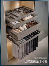 衣柜首饰盒抽屉皮拉篮伸缩裤架衣帽间抽拉五金配件皮革内衣盒调节