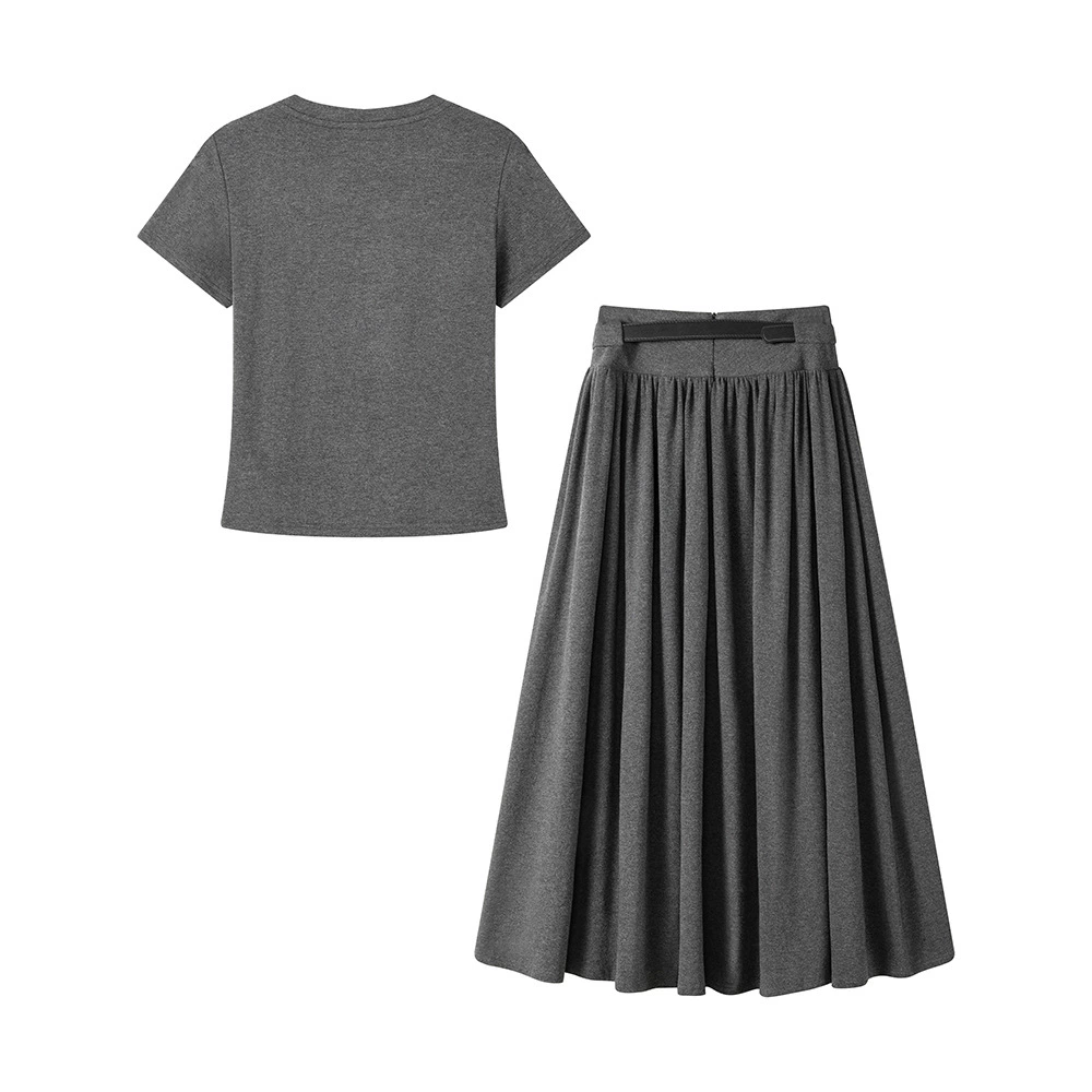 Летняя короткая тонкая футболка в стиле ретро, ​​женский трикотажный костюм с высокой талией, комплект из двух предметов