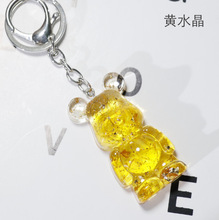 跨境批发天然水晶树脂暴力熊钥匙扣卡通公仔可爱挂件水晶工艺品