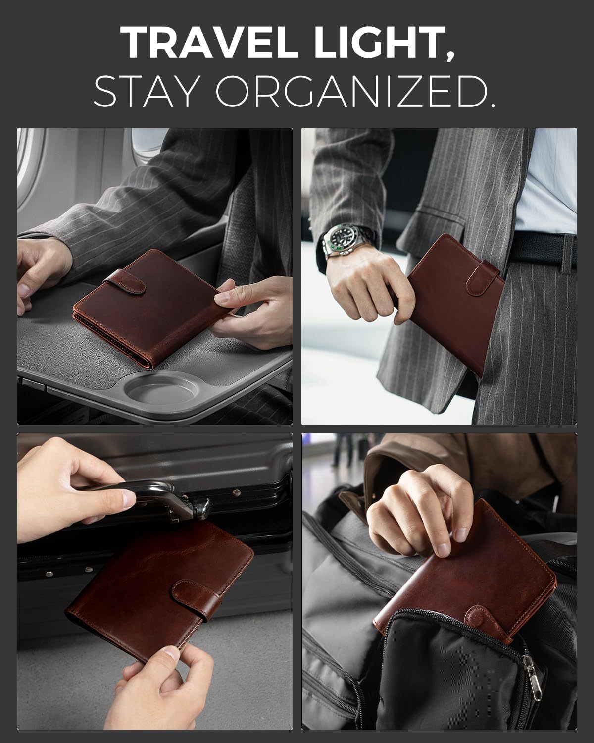 Wholesale Magnetic Snap RFID Blocking Passport Holder Multi-Function Multi-Card Slot Travel Organizer Document Pouch