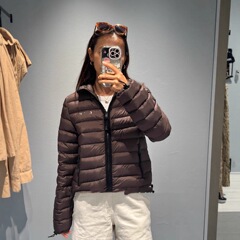 M家2025冬季新款️连帽拉链羽绒服外套百搭气质撞色刺绣徽标潮流