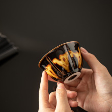 玳瑁花瓣杯复古窑变主人杯单人杯茶盏高端陶瓷品茗杯功夫茶杯大号