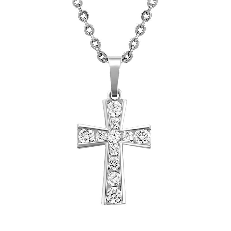 Xupin joyería Blanca Cruz con incrustaciones de circonio colgante europeo y americano personalidad simple estilo frío hombres y mujeres colgante al por mayor