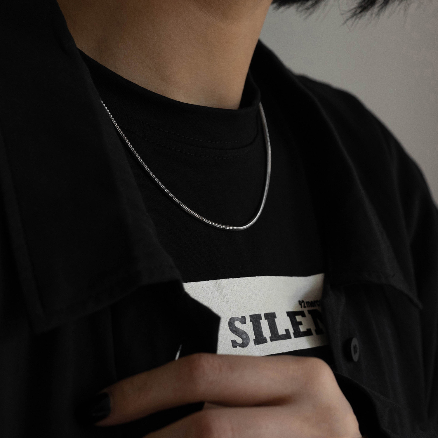 Vintage Snake Bone Chain Men Stainless Steel Round Necklace_voghion.com