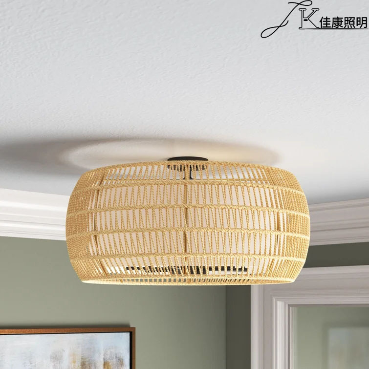 Amazon ebay American farmhouse ceiling lamp retro industrial wind Rattan woven fabric round beauty gauge lamp Amazon ebay American farmhouse ceiling lamp retro industrial wind Rattan woven fabric round beauty gauge lamp