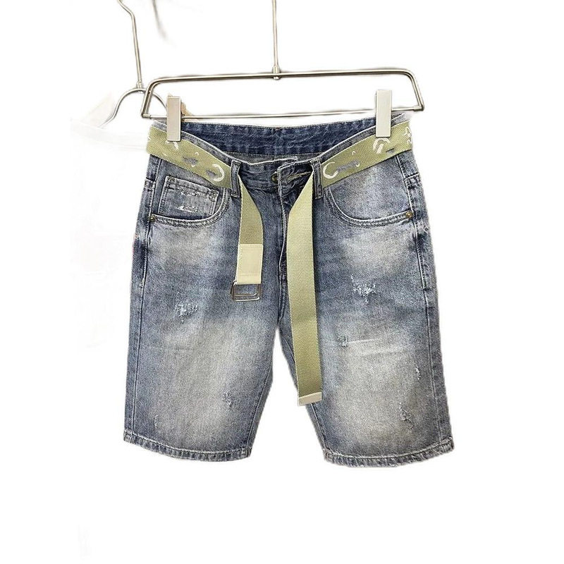 Casual Harajuku Style Versatile Trendy Summer Belted Thin Denim Shorts for Men New Arrival in Stock Cotton Casual Harajuku Style Versatile Trendy Summer Belted Thin Denim Shorts for Men New Arrival in Stock Cotton